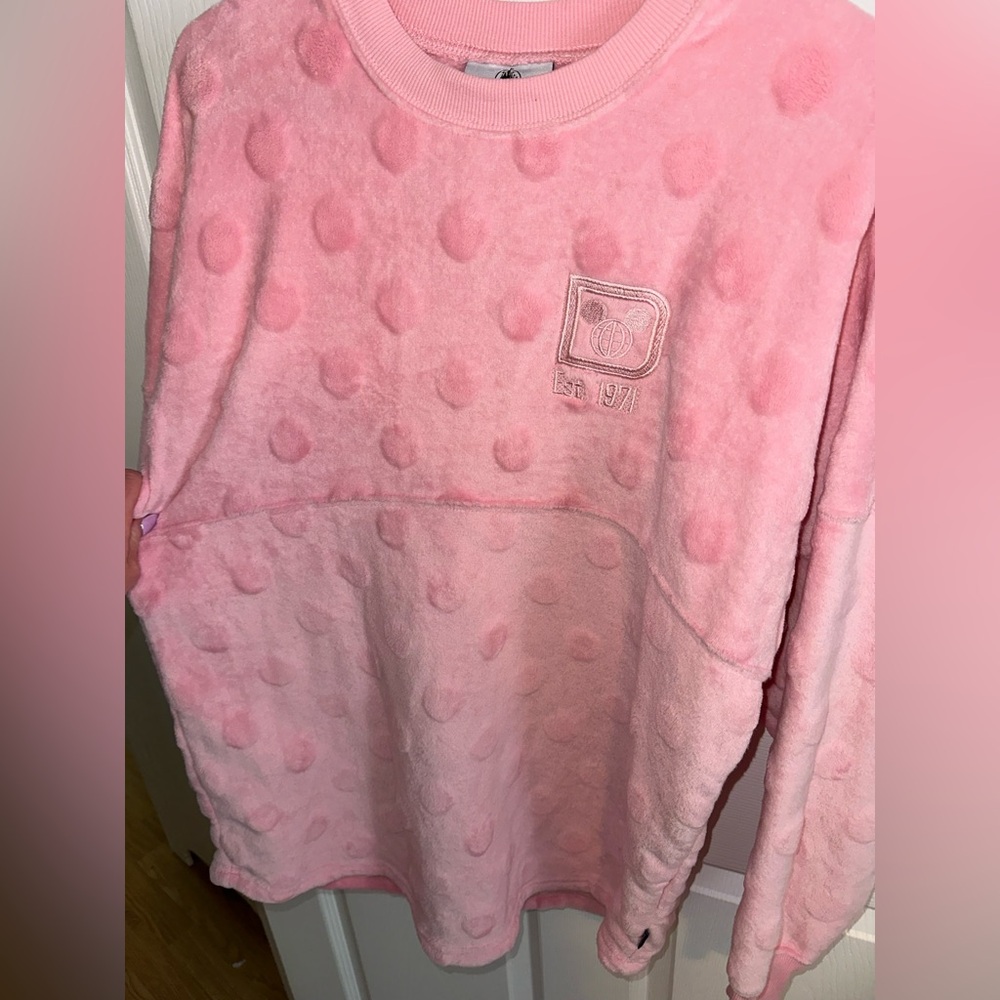 Walt Disney World Pink Polka Dot Sherpa Sweatshirt sz M - Picture 3 of 5